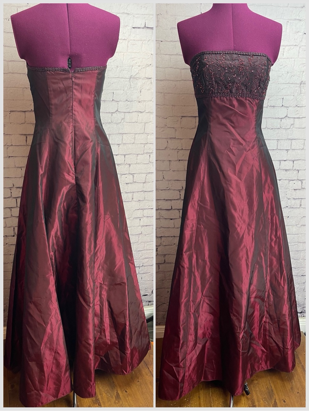 Scott McClintock size 4 dark whimsigoth burgundy prom dress strapless Y2K 1990’s